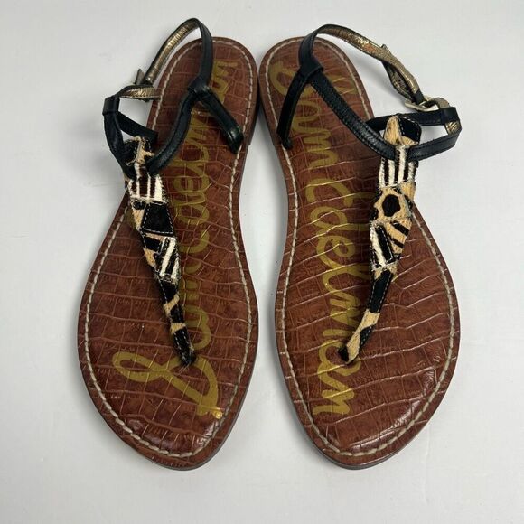 Sam Edelman Gigi Thong Sandals Womens 9 Pony Hair Animal Print - Picture 1 of 6